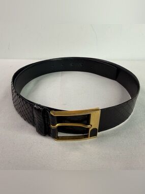 Lejon Snakeskin Black Belt with Gold Buckle Size 36